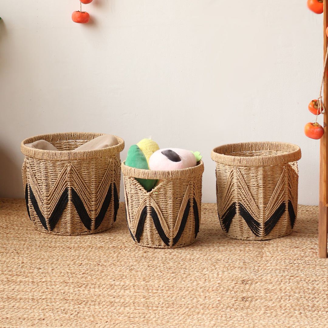 Decorative basket with graphic pattern Stornfield
