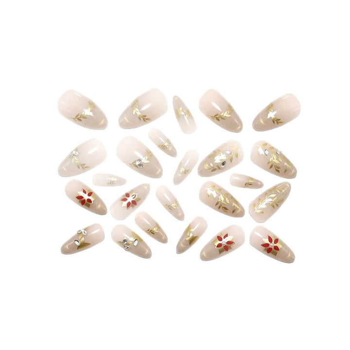 Artificial nails with elegant flower design and glitter accents Stornfield