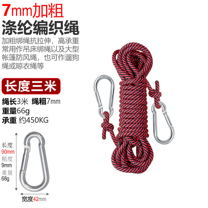 High-load abseiling rope with carabiner hook Stornfield