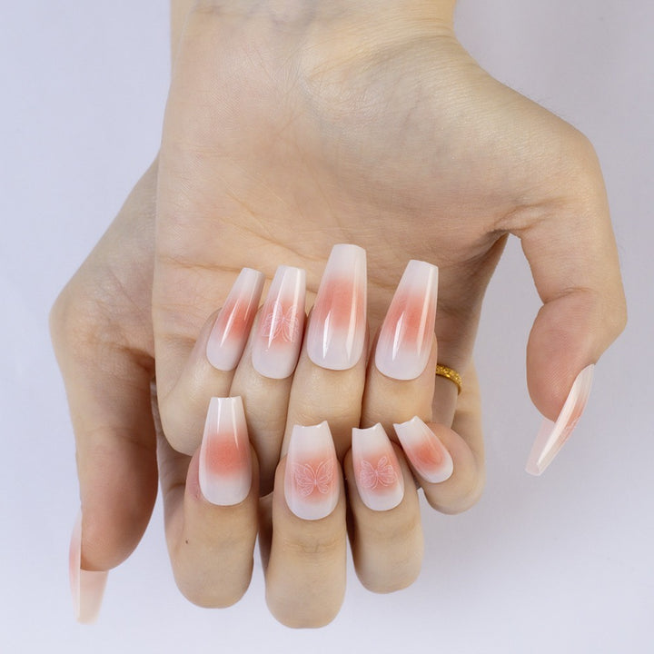 High-gloss artificial nails with rose effect Stornfield