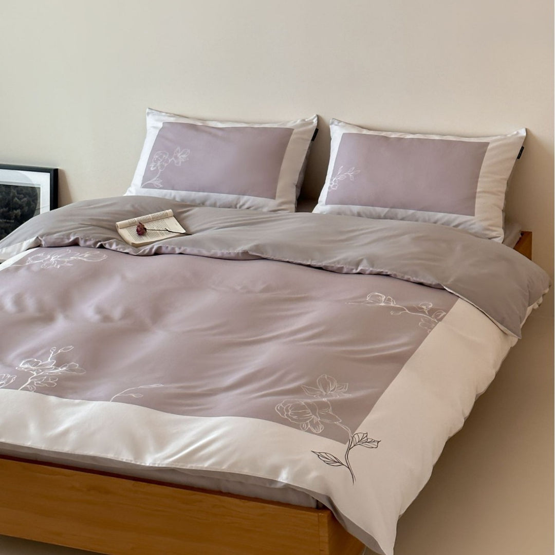 Duvet cover set made of cotton satin with Boho-Ethno pattern and reversible function