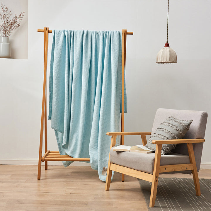 Textured Waffle Knit Cotton Throw Blanket