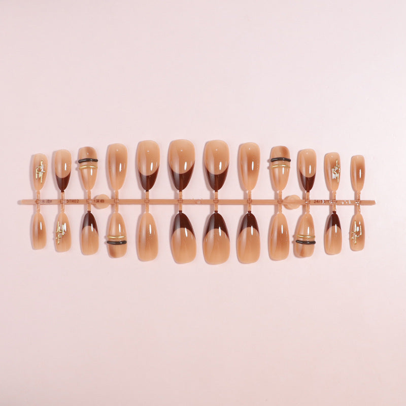 Elegant Ombre Press-On Nail Tips with Metallic Accents Stornfield