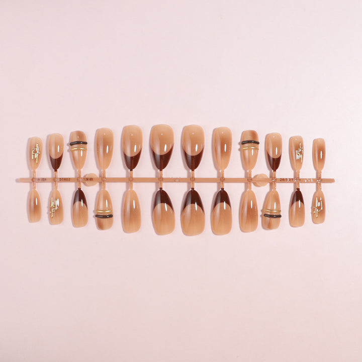 Elegant Ombre Press-On Nail Tips with Metallic Accents Stornfield