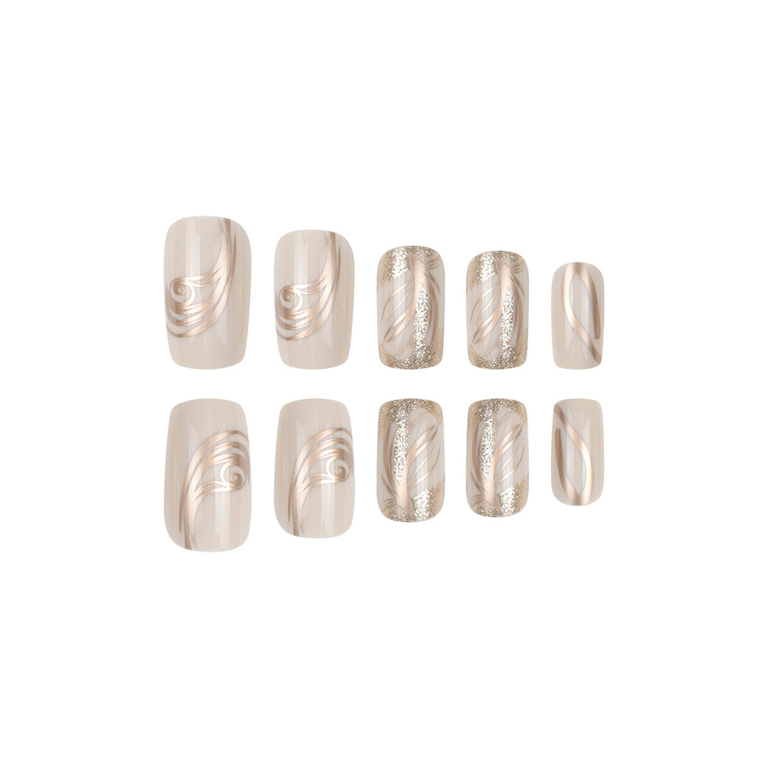 Elegant Swirl Design Acrylic Press-On Nails Stornfield