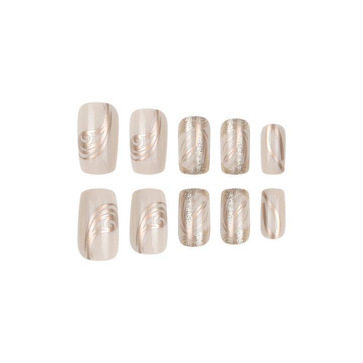Elegant Swirl Design Acrylic Press-On Nails Stornfield