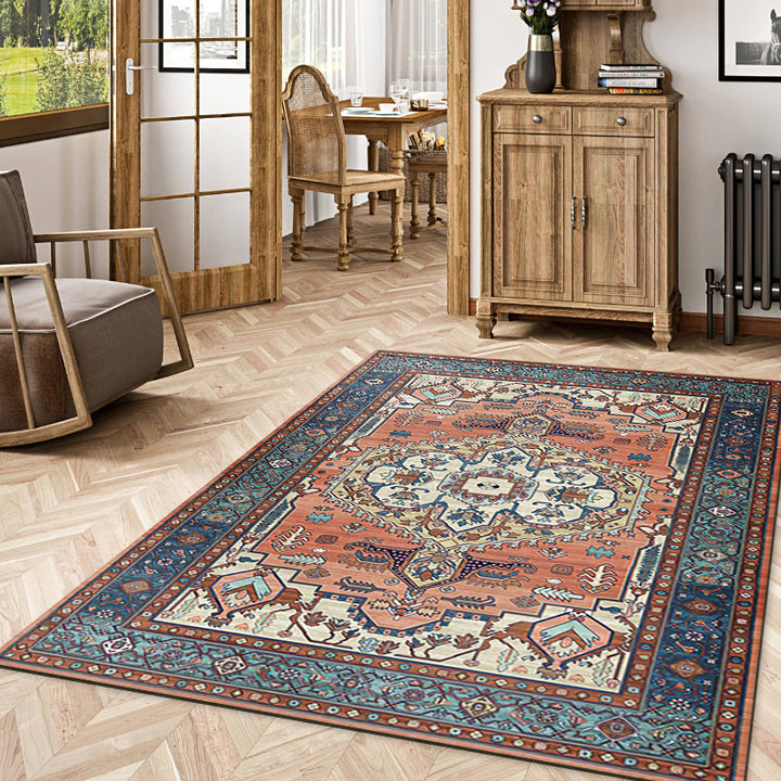 Vintage-inspired geometric rug