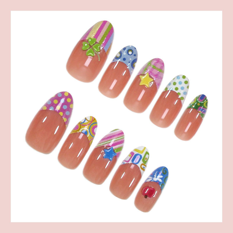 Artificial nail set with colorful summer motifs Stornfield