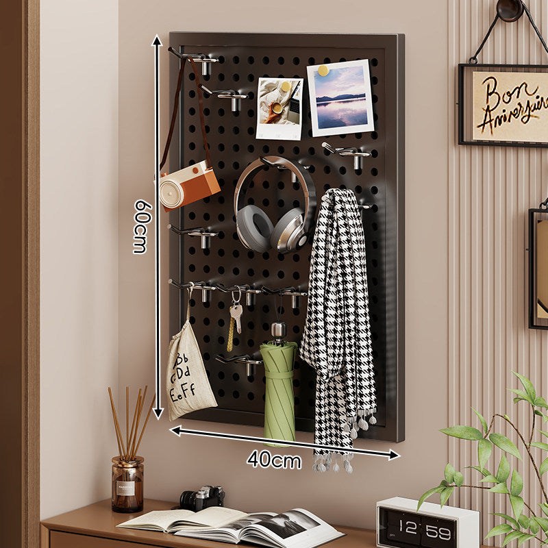 Wall-Mounted Perforated Pegboard Organizer Panel Large Square with Modular Hooks and Accessories