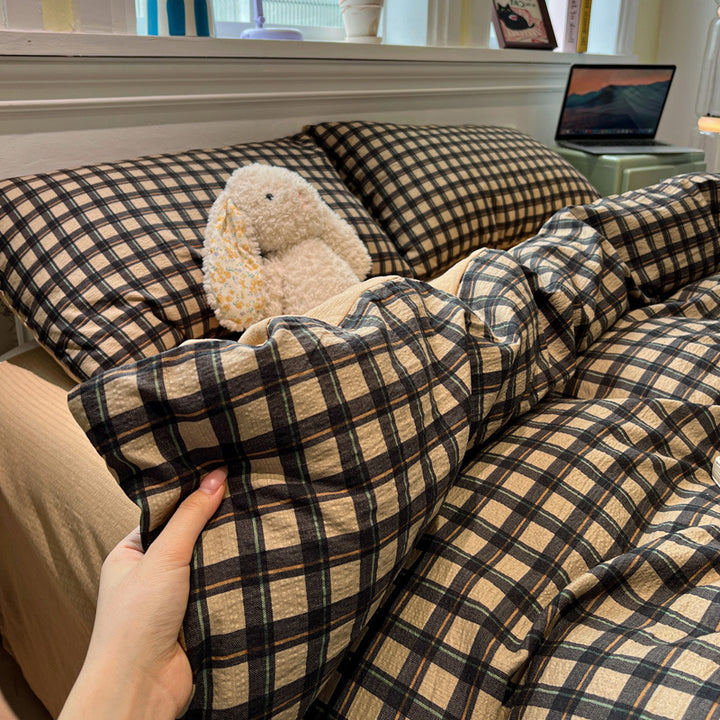 Cozy Plaid Cotton Bedding Set