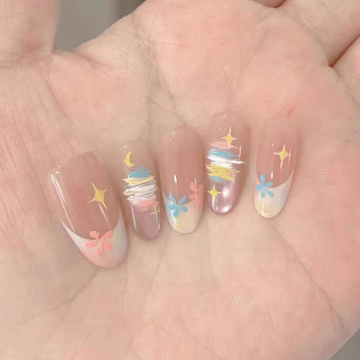 Artistic Floral Detailed Press-On Nail Set Stornfield