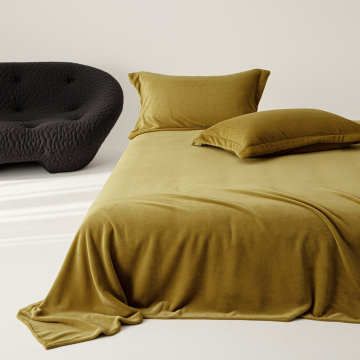 Velvet-Feel Brushed Microfiber Sheet Set with Drapey Flat Sheet & Matching Pillowcases