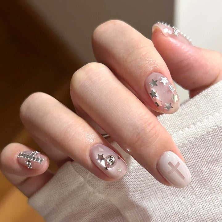 Artistic Glitter-Accent Press-On Nail Set Stornfield