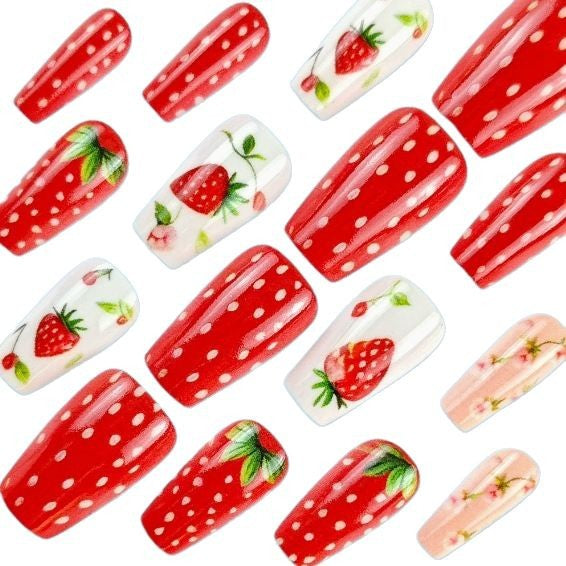 Strawberry-Themed Nail Art Enhancements Stornfield