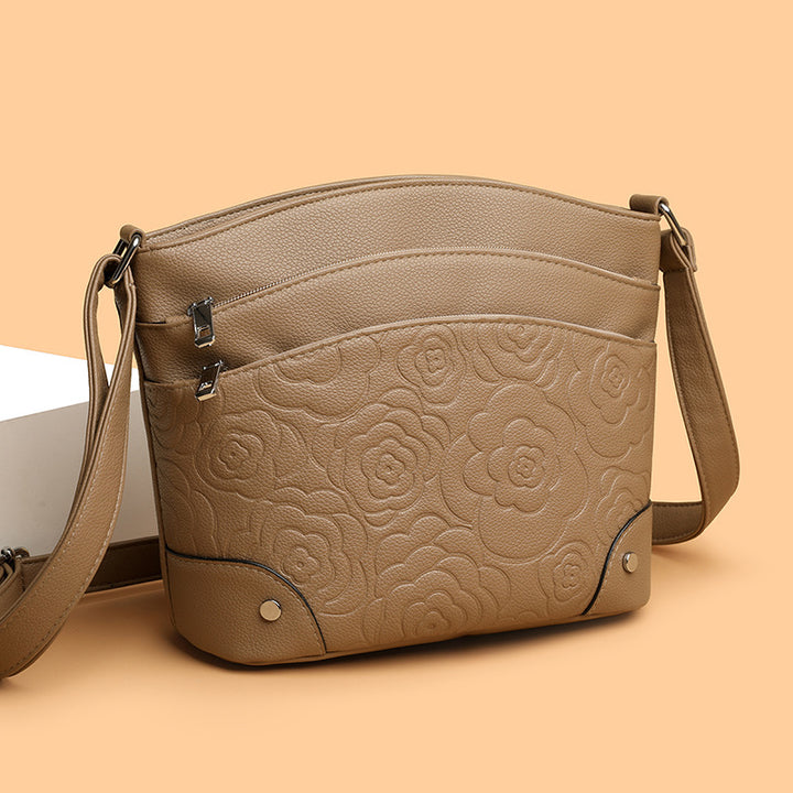 Embossed Floral Crossbody Handbag