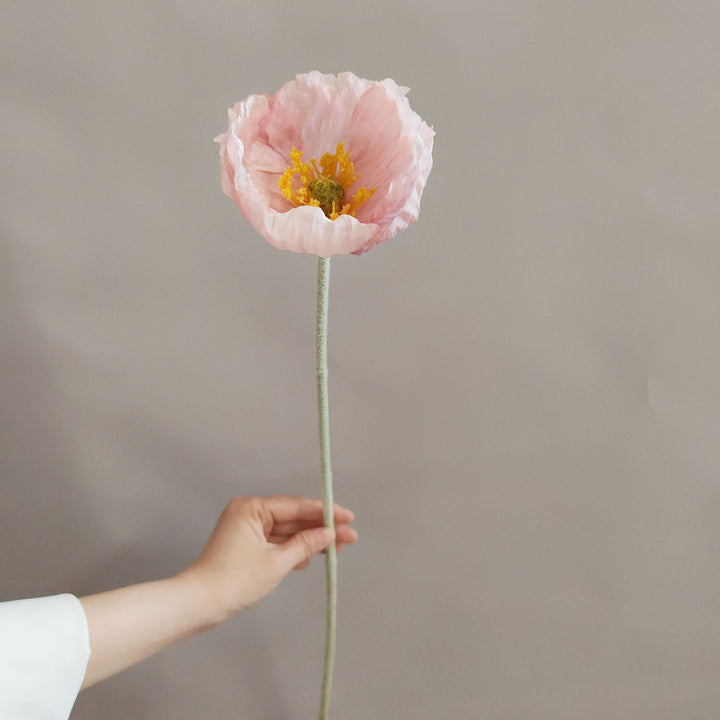 Elegant Faux Poppy Flower Stem