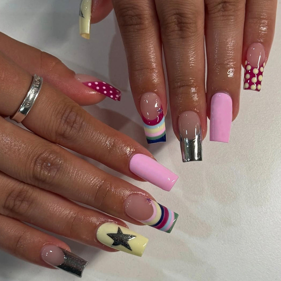 Artificial nails with creative designs and 3D accents Stornfield