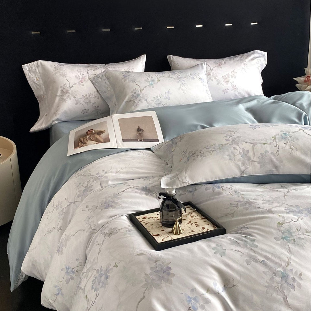 Luxury Reversible Paisley Cotton Sateen Duvet Cover Set