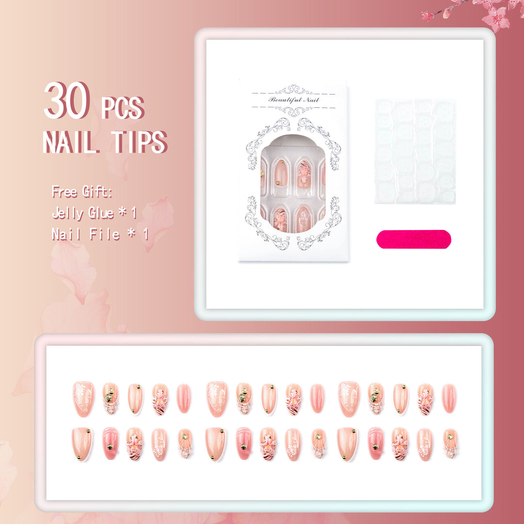 Decorative Floral Press-On Nail Art Set 1790738549