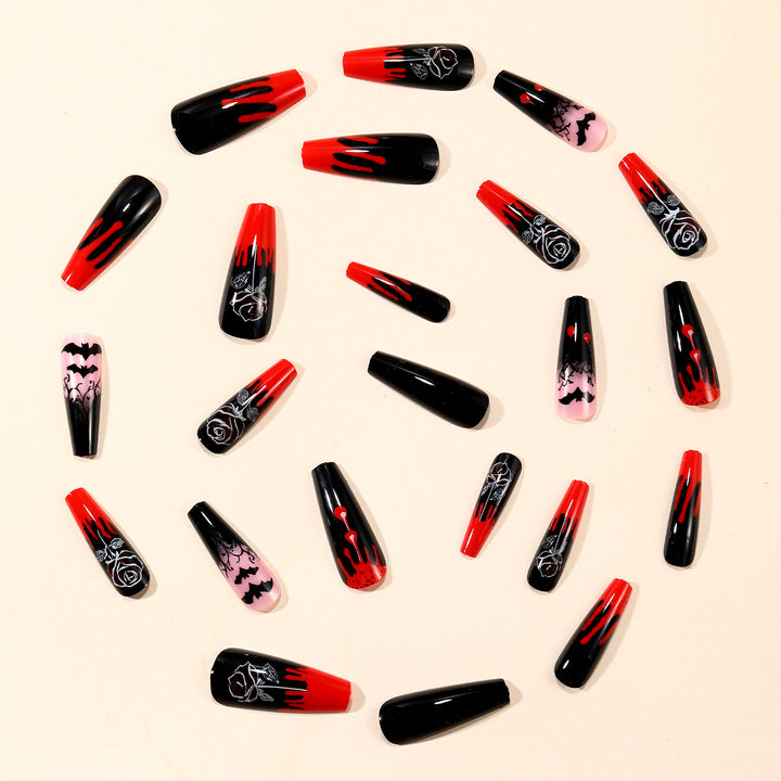 Gothic-Themed Stiletto Nail Art Extensions Stornfield