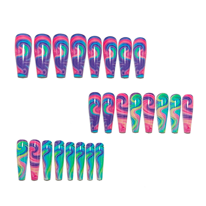 Artificial Nails in Colorful Swirl Design Stornfield