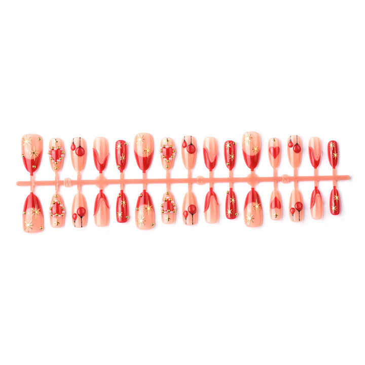 Artistic Heart-Inspired Press-On Nail Art
