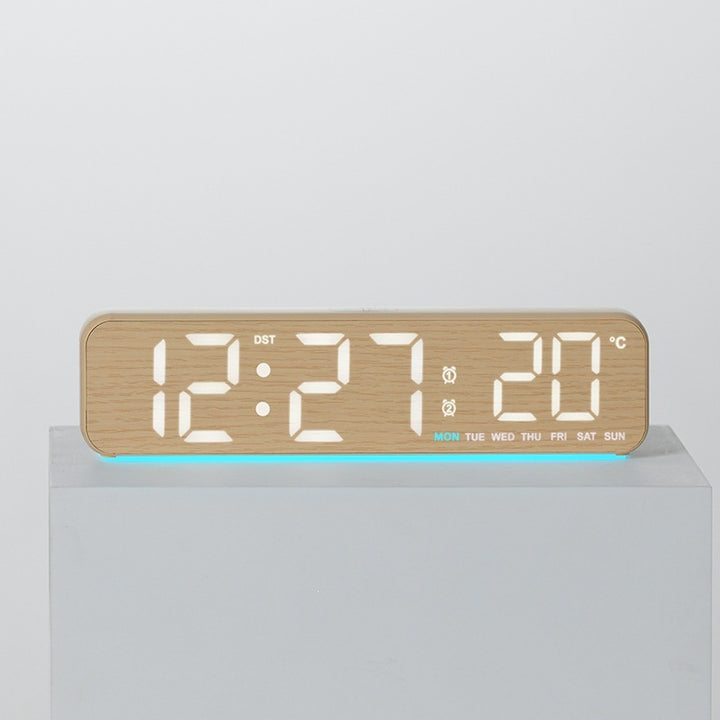Digital Wood LED Alarm Clock with Temperature and Calendar Function Stornfield