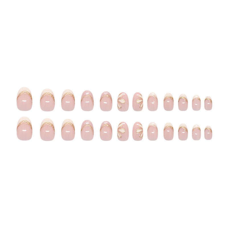 Decorative Floral French Tip Press-On Nails Stornfield