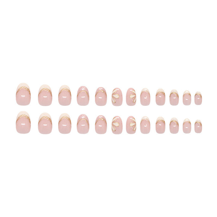 Decorative Floral French Tip Press-On Nails Stornfield