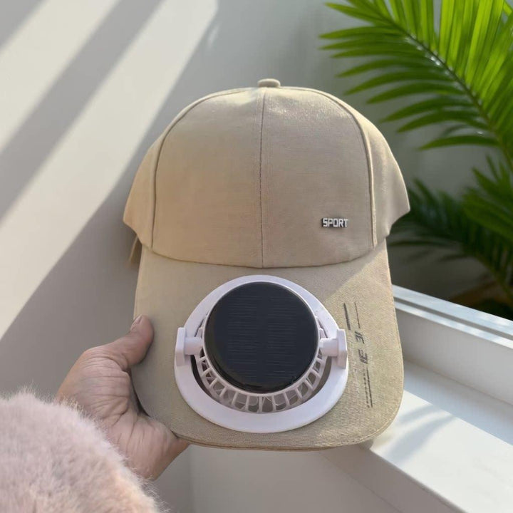Portable solar-powered USB-C fan with digital battery indicator Stornfield