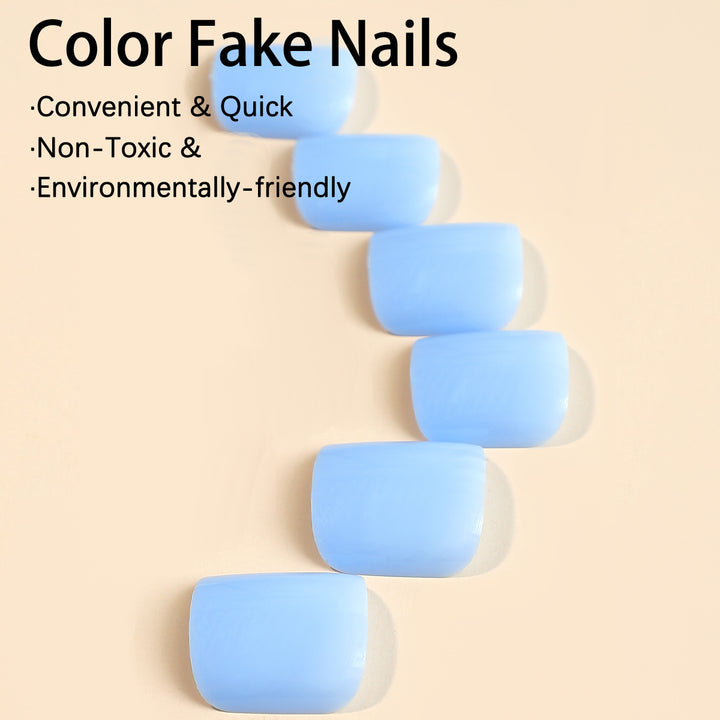 Artificial nail set with delicate blue and caring accessories Stornfield