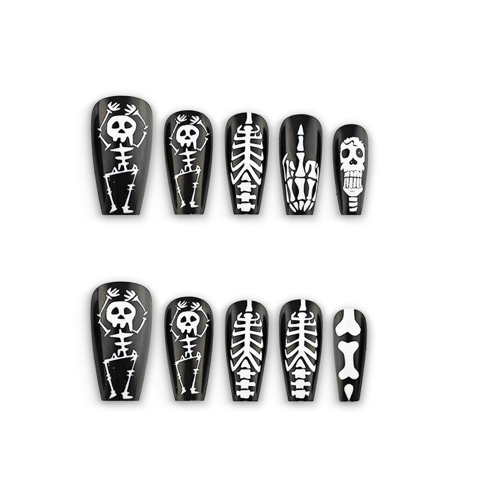 Art Nail Set with Skeleton Designs Stornfield