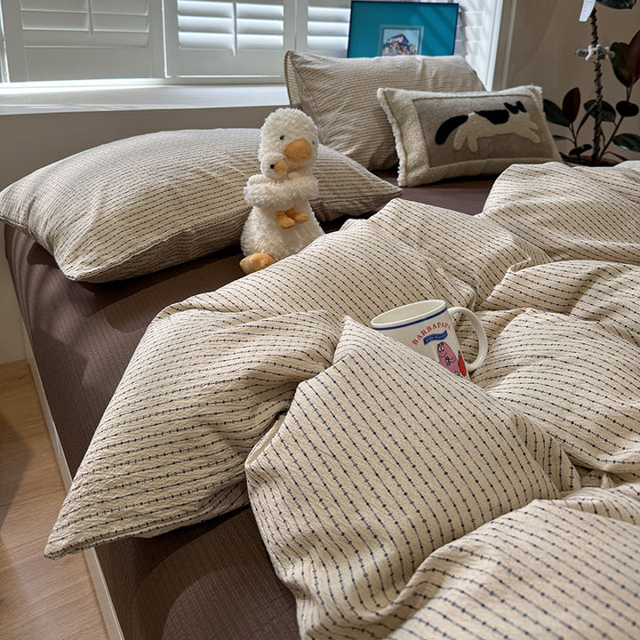 Premium Soft Striped Quilt Set