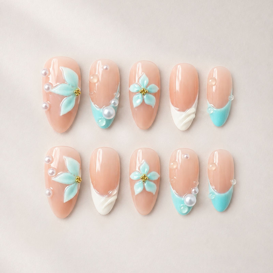 High-quality artificial nails with floral decorations Stornfield