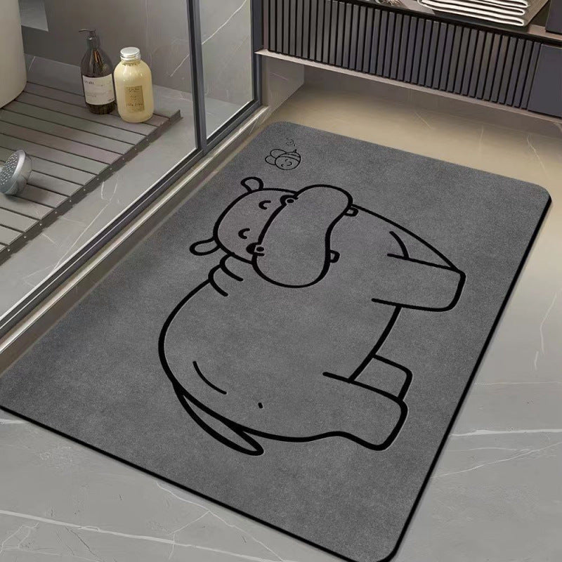 Cartoon Hippo Bath Mat