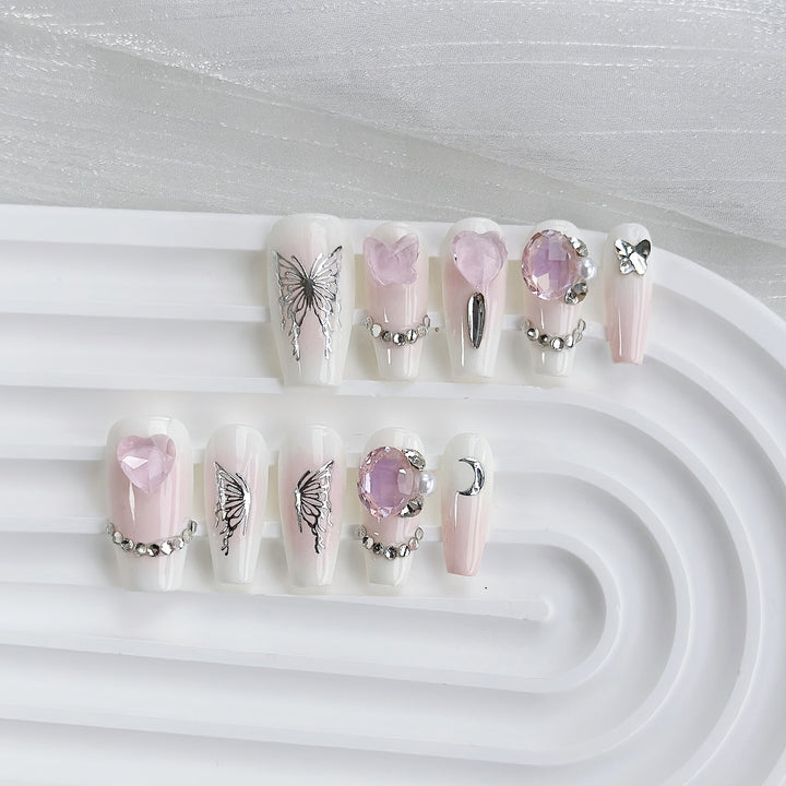 Butterfly-Embellished Press-On Nail Set