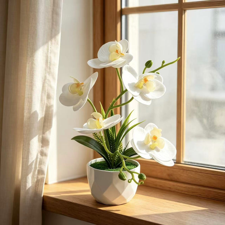Artificial Orchid Flower Arrangement for Indoor Home Decor Display