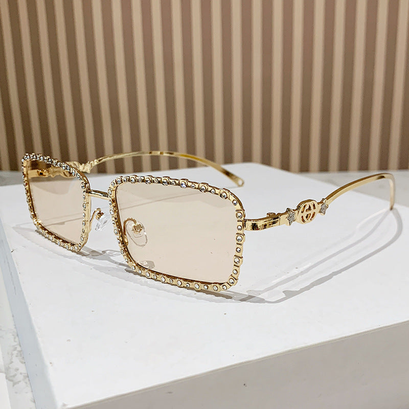 Women's elegant square sunglasses with luxurious rhinestone frame Stornfield