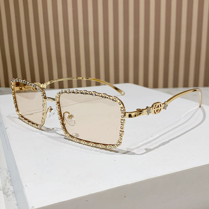 Women's elegant square sunglasses with luxurious rhinestone frame Stornfield