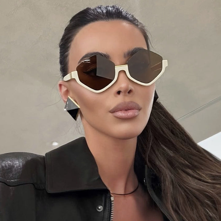 Women's fashionable sunglasses with trendy hexagonal frame and protective lenses Stornfield