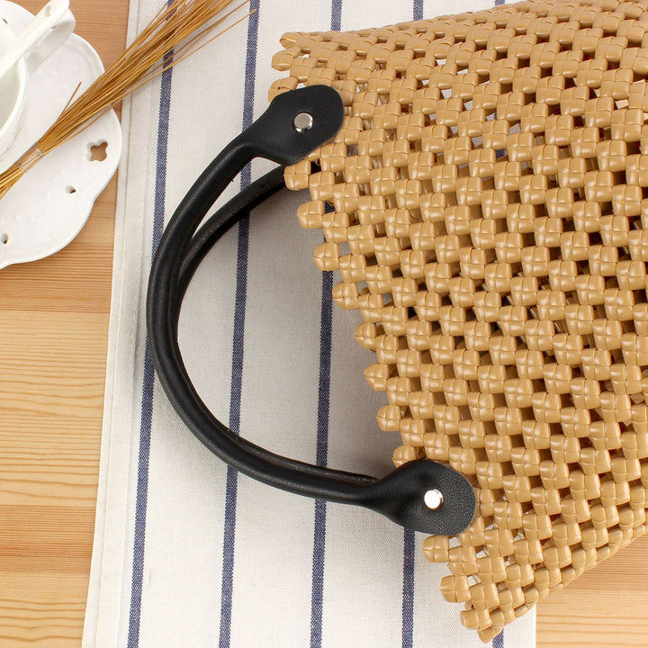 Braided shopping bag with practical leather handles Stornfield