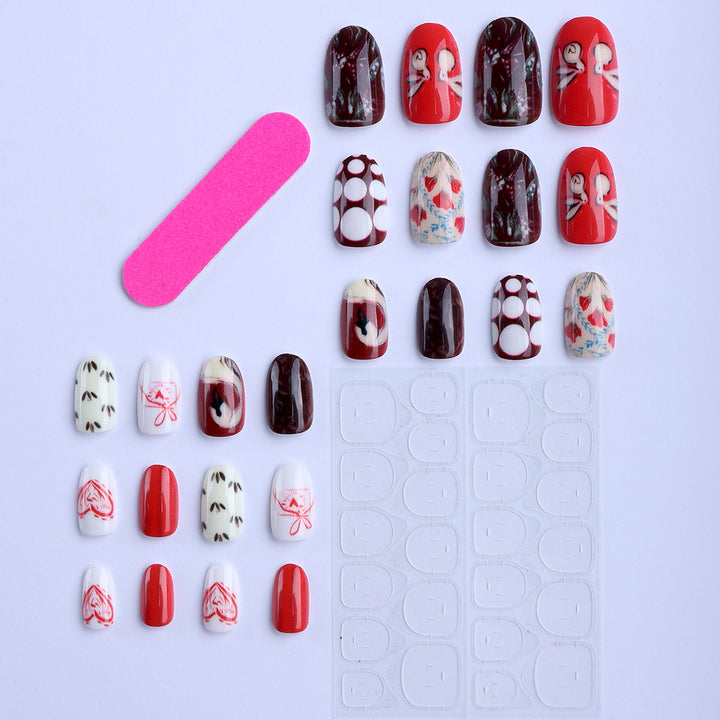 Artificial nails with romantic and playful designs Stornfield