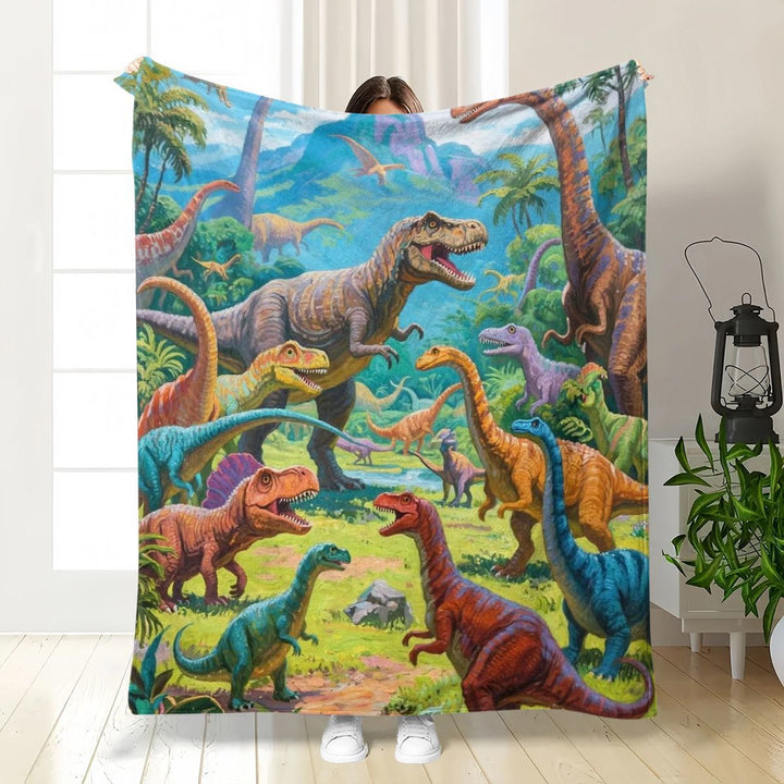 Dinosaur-Themed Plush Blanket