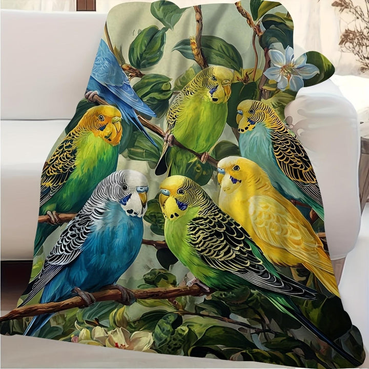 Artistic Budgie Print Throw Blanket