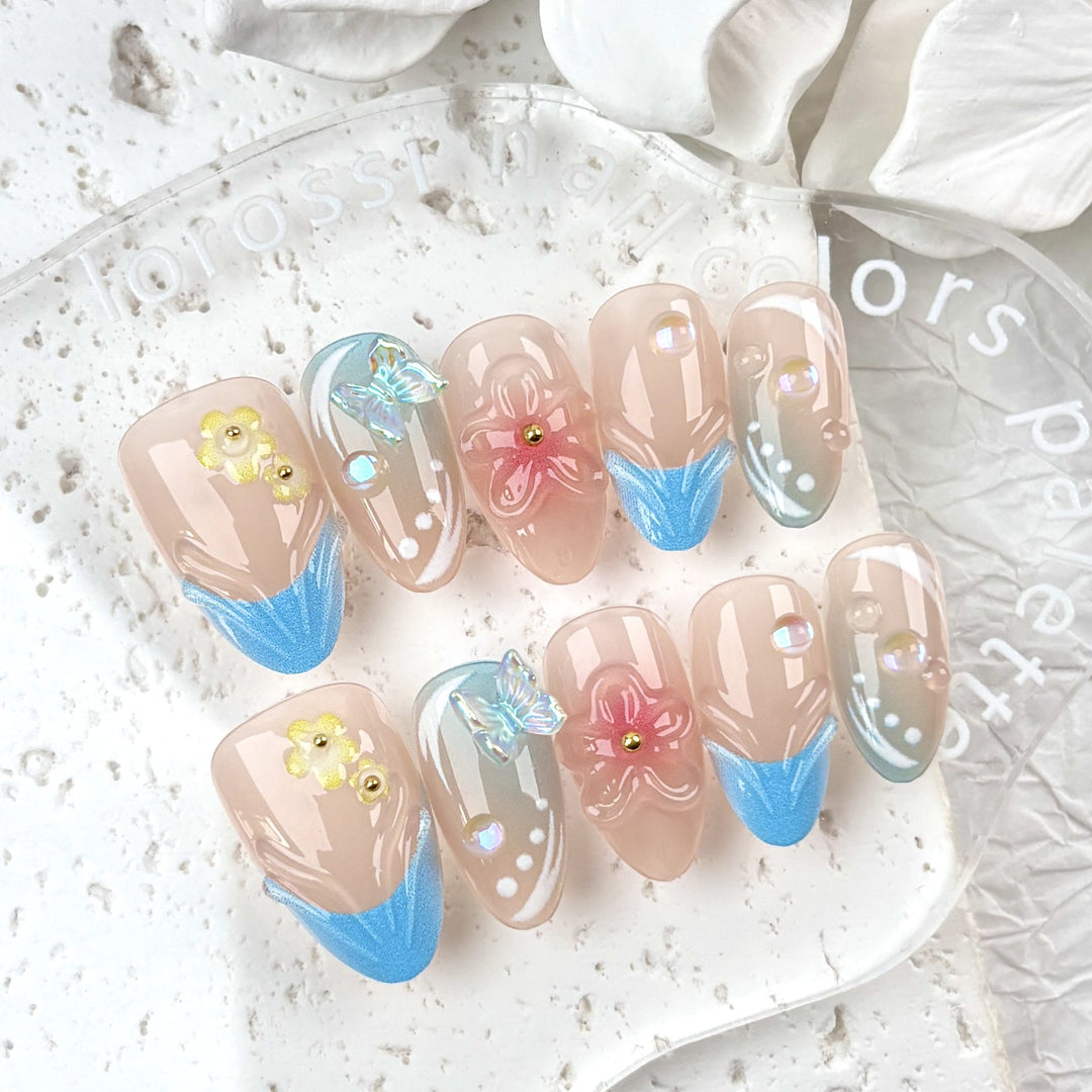 Floral Art Nail Design Press-On Set