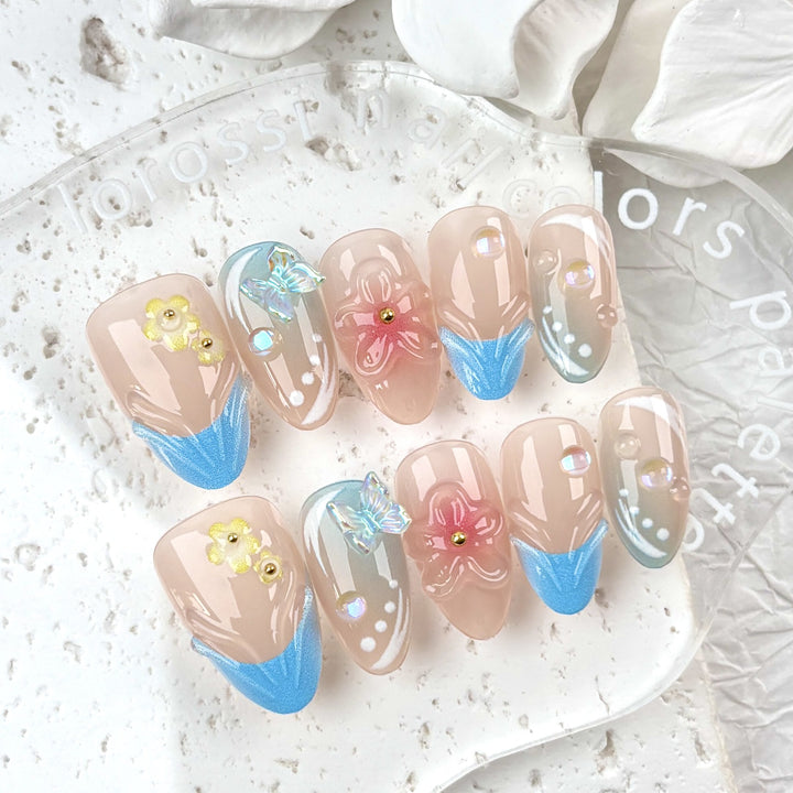 Floral Art Nail Design Press-On Set