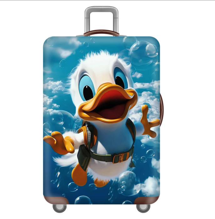Unisex nan elastic motif suitcase cover made of stretchable polyester with handle and wheel openings Stornfield