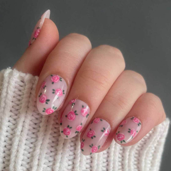 Floral Rose Design Nail Art