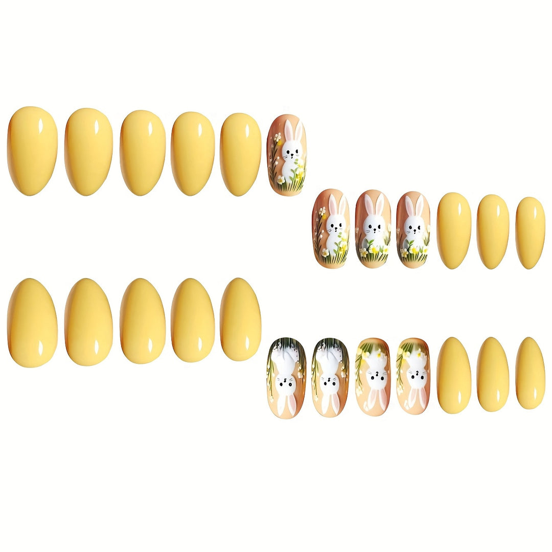 Artistic Bunny-Themed Press-On Nail Art Set Stornfield