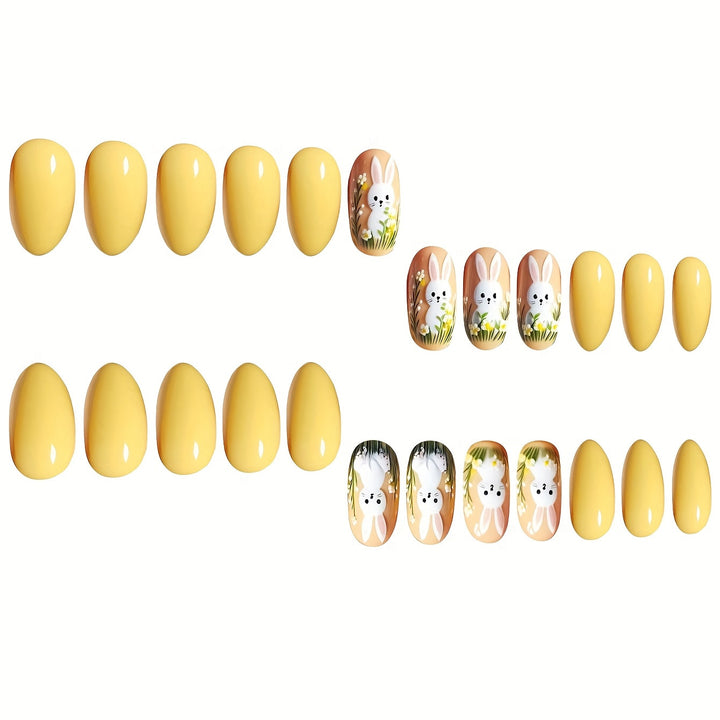 Artistic Bunny-Themed Press-On Nail Art Set Stornfield